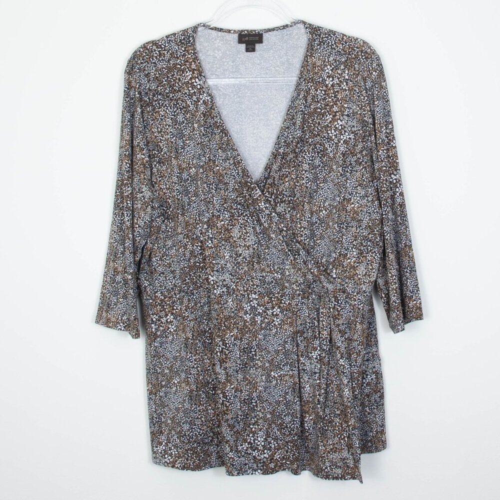 J.‎ Jill Wearever Collection Womens Faux Wrap Blouse Size XL Petites Jersey Knit